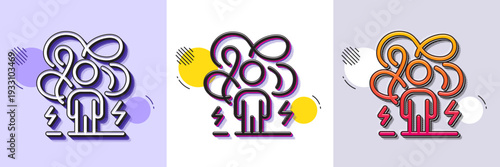 Difficult stress line icon. Halftone dotted pattern. Gradient icon with grain shadow. Anxiety depression sign. Mental health or Psychology symbol. Line difficult stress icon. Various designs. Vector