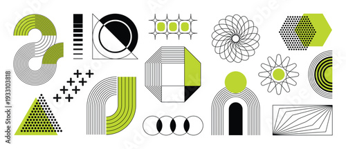 	
Hand drawn abstract minimal element mid century vector set. Aesthetic contemporary stripe line art, geometric shape in monochrome. Art form design for wall art, decoration, wallpaper