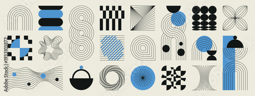 	
Hand drawn abstract minimal element mid century vector set. Aesthetic contemporary stripe line art, geometric shape in monochrome. Art form design for wall art, decoration, wallpaper