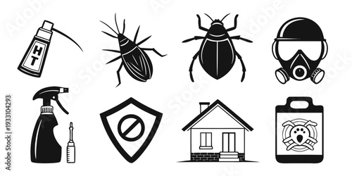 Diverse icons representing pest control and safety measures Vector