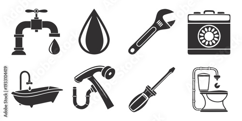 Assorted icons representing various tools and household items Vector