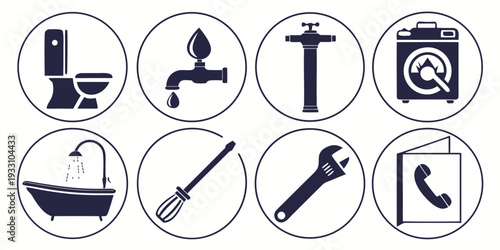 Assorted icons representing various household tools and appliances Vector