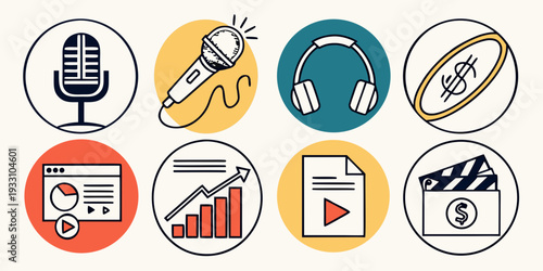 A collection of icons representing various activities and objects Vector