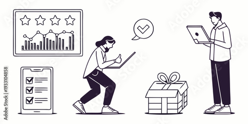 Businesswoman struggling with work-life balance in a modern office setting. Vector