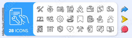 Repair car service line icons. Interest rate, AI generate, Inflation icons. Set of Hammer, Screwdriver and Spanner tool icons. Recovery, Washing machine repair, Car service. Vector