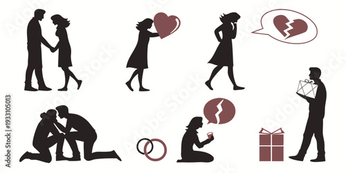 Illustrations of people dealing with various forms of abuse and recovery Vector