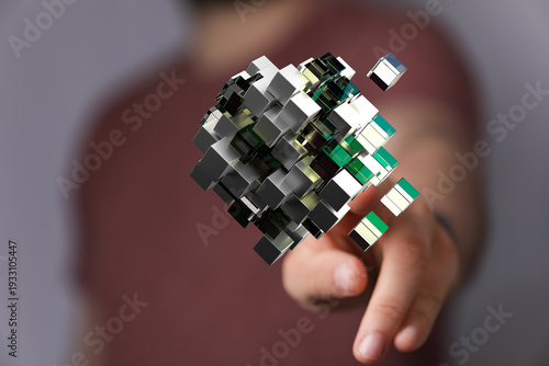 An artistic abstract 3D cub...