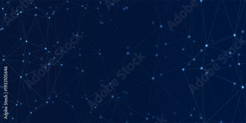 Blue Digital Network Plexus Background with Connected Lines, Abstract Technology Connection Concept with Data Mesh Nodes, Futuristic Cyber ​​Communication Grid for Global Data Science eps10