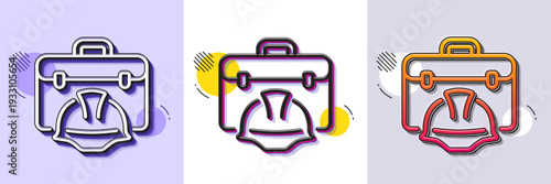 Construction toolbox line icon. Halftone dotted pattern. Gradient icon with grain shadow. Architect portfolio sign. Engineer case symbol. Line construction toolbox icon. Various designs. Vector