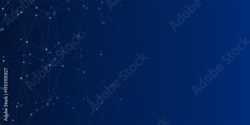 Blue Digital Network Plexus Background with Connected Lines, Abstract Technology Connection Concept with Data Mesh Nodes, Futuristic Cyber ​​Communication Grid for Global Data Science eps10