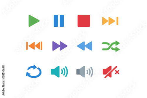 Button next mute icon vector stop shuffle fast track image previous simple