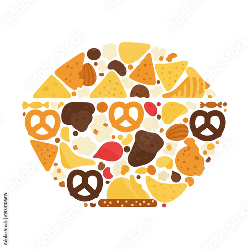 Delicious Snack Mix Bowl with Pretzels, Chips, and Nuts.