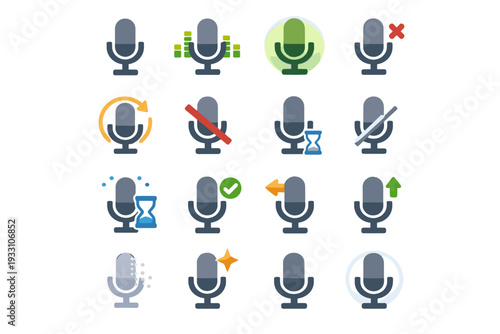 Icon mic image vector started failed final restored completed state generation cancelled