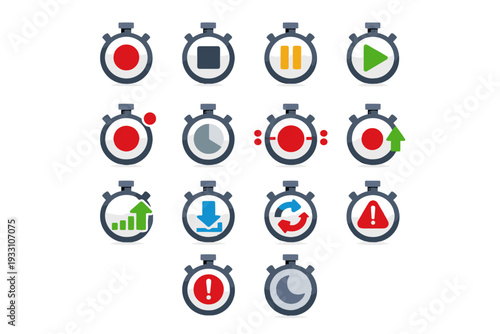 Image simple timer down recording up generation icon start standby counting vector