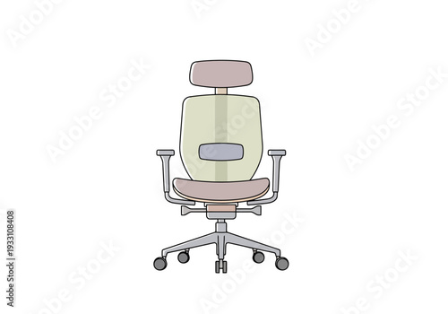 Ergonomic Office Swivel Chair With Adjustable Headrest And Armrests For Home Or Business Use Isolated On White Background