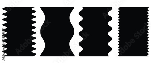 Retro zigzag wavy psychedelic rectangles set. Vector design template for social media, retro Y2k style Groovy collection isolated on transparent background