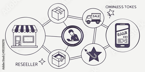 Illustration depicting various aspects of online shopping and security Vector