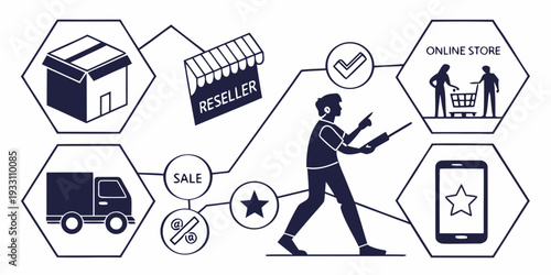 Illustration of a person managing various aspects of business and life Vector