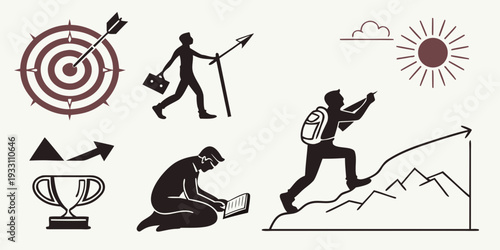 Illustrations of various outdoor activities and sports equipment. Vector