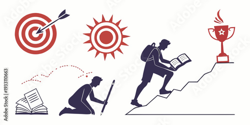 A visual representation of overcoming challenges and achieving success Vector