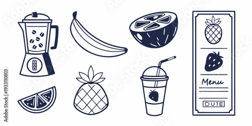 A variety of healthy food items and a smartphone app for fitness tracking Vector