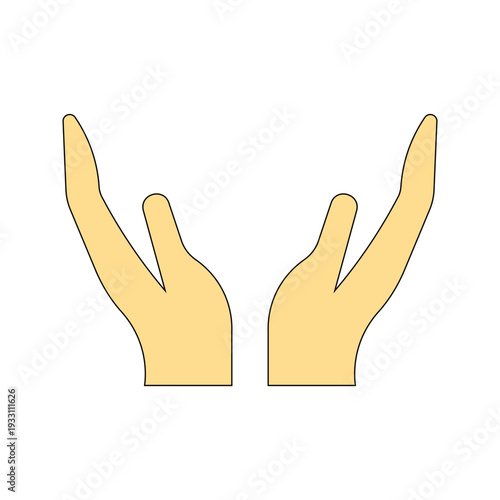 Hand color icon on white background