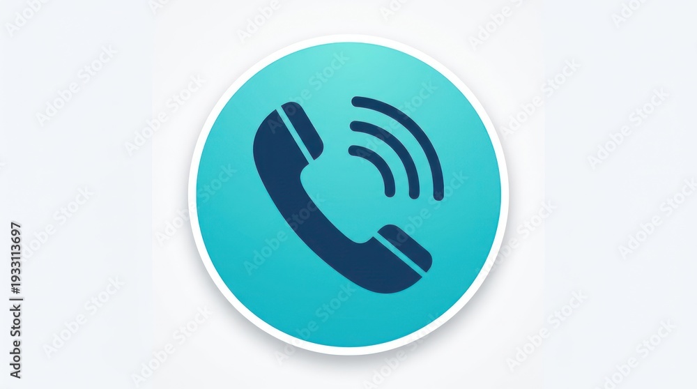Obraz premium Blue Circle Phone Icon with Signal Waves.