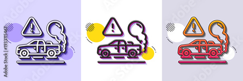 Exhaust line icon. Halftone dotted pattern. Gradient icon with grain shadow. Car co2 fumes sign. Vehicle danger emission symbol. Line exhaust icon. Various designs. Vector