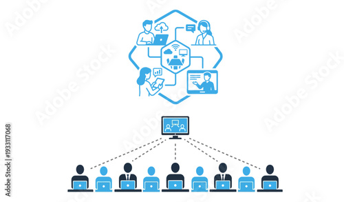 Remote Team Virtual Office Icon Vector Isolated on White Background