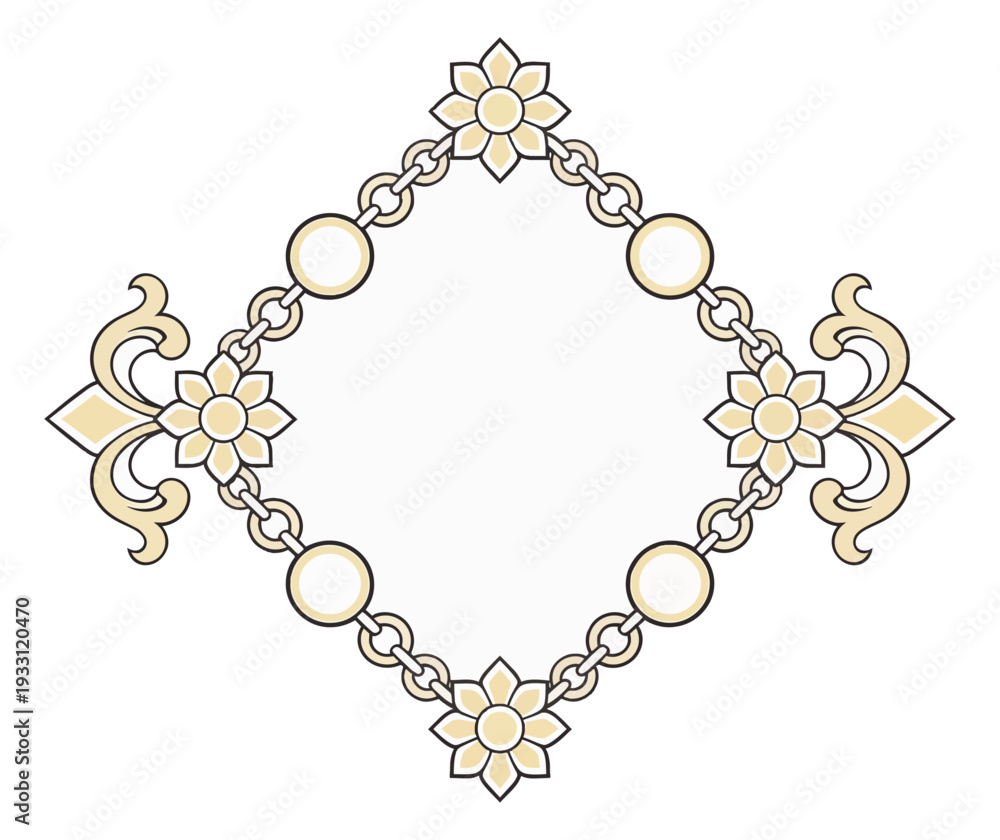 Obraz premium Elegant decorative diamond frame ornament with floral and chain elements