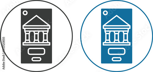 Modern mobile banking and digital finance line icons set featuring smartphone bank apps, online payments, money transfer, fintech and secure transaction concepts.