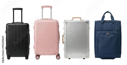 Travel essentials stylish luggage collection for adventurers lifestyle isolated on transparent background