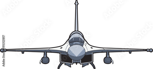 Front View of Modern Fighter Jet Vector Illustration
