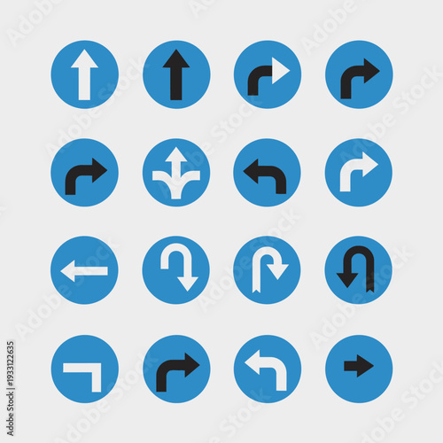 Free Download Set of Blue Circular Arrow Icons: Direction, Navigation, and Movement Symbols - GFXLoad