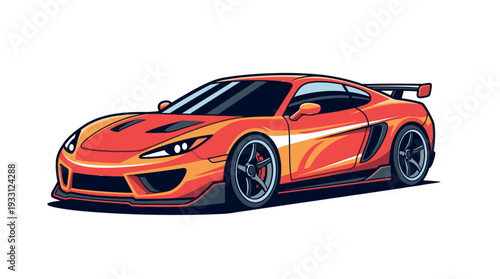 Vibrant Orange Sports Car Vector Illustration.