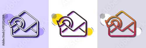 Send Mail download line icon. Halftone dotted pattern. Gradient icon with grain shadow. Sent Messages correspondence sign. E-mail symbol. Line send Mail icon. Various designs. Vector