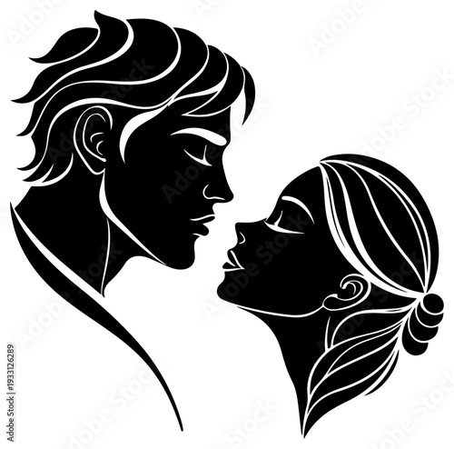 kiss lips Valentine's Day silhouette vector illustration