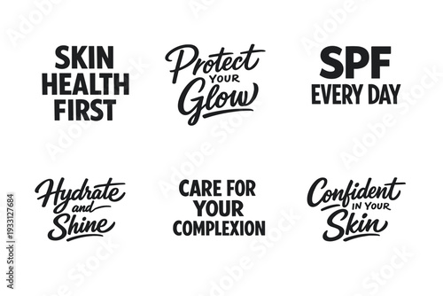 Skincare quotes on health, glow, protection, hydration, confidence, and complexion care