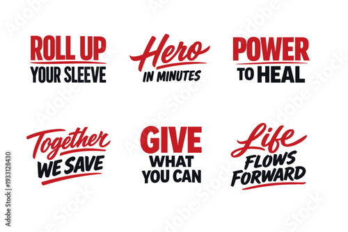 Motivational health and donation slogans collection