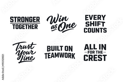 Motivational teamwork quotes in bold black typography