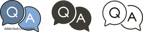 Q&A Speech Bubble Icons Set for Questions and Answers Support and FAQ Concepts