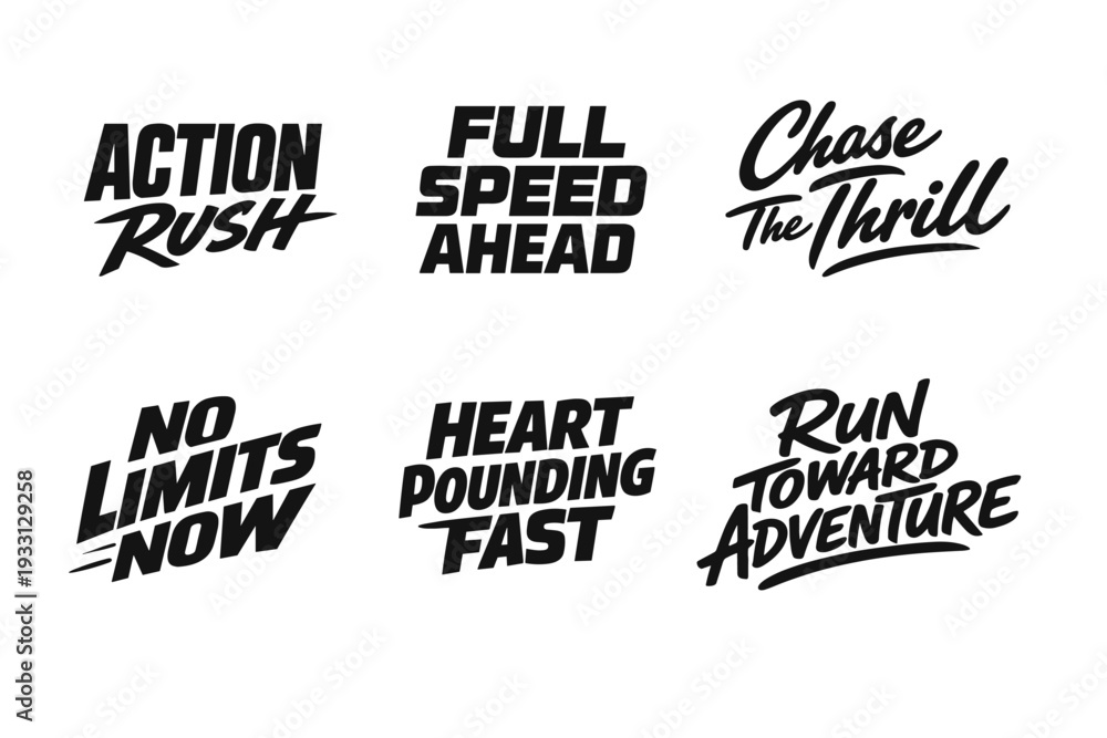Fototapeta premium Motivational adventure quotes in bold typography