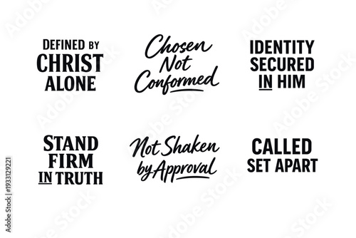 Inspirational christian text designs on white background