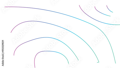 Curved arch lines with neon purple blue gradient creating dynamic sense of motion and flow