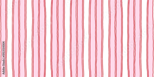 Delicate hand-drawn vertical lines, soft pink and white striped background. Romantic seamless pattern for feminine branding, nursery decor, fabric textile.
