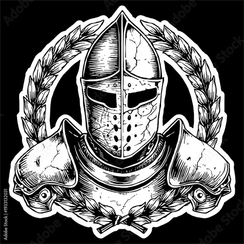 A vector of Knight in black white ink