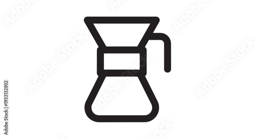 Simple black line art vector graphic design illustrating a pour over coffee brewing carafe