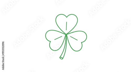 Green four leaf clover with heart shaped leaf luck symbol st patrick's day icon isolated on white background