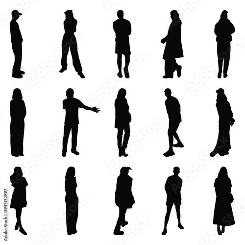 Vector collection set of individual people silhouettes.