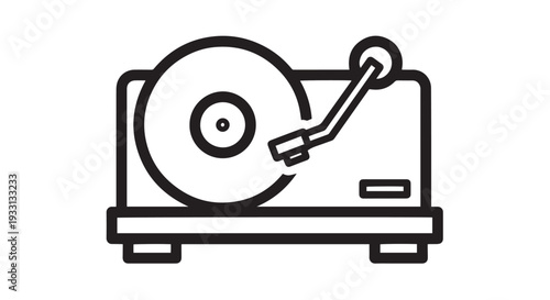 Retro musical turntable vector graphic illustration showcasing vintage sound entertainment equipment design on white